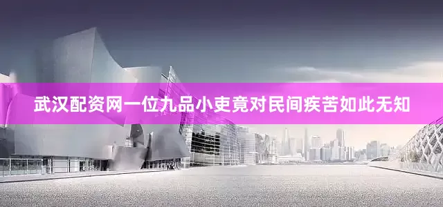 武汉配资网一位九品小吏竟对民间疾苦如此无知